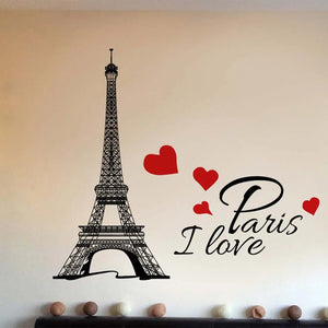 DIY Living Room Vinyls Inspirational Quotes Modern Motivational Wall Decal Wall Art Sticker I Love Paris