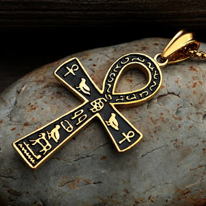 Fashion Ancient Egyptian Ankh Cross Necklace For Men Stainless Steel Gold Color/ Silver Color Biker Pendant Amulet Jewelry