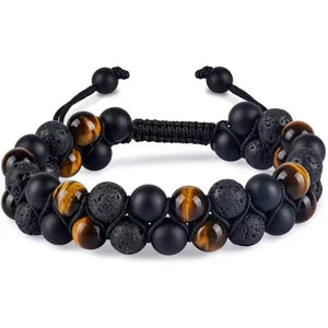 Fashion Men Bracelets Hematite Tiger Eye Double Layer Row Bracelets Pulsera Hombre Magnetic Health Protection Healing Bracelets