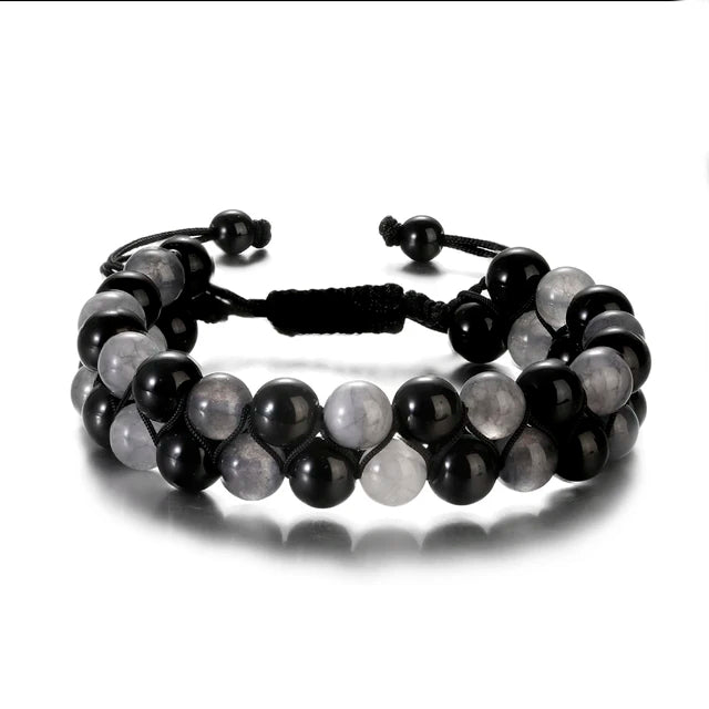 Fashion Men Bracelets Hematite Tiger Eye Double Layer Row Bracelets Pulsera Hombre Magnetic Health Protection Healing Bracelets