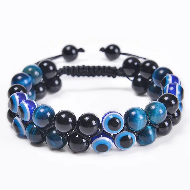 Fashion Men Bracelets Hematite Tiger Eye Double Layer Row Bracelets Pulsera Hombre Magnetic Health Protection Healing Bracelets