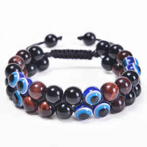 Fashion Men Bracelets Hematite Tiger Eye Double Layer Row Bracelets Pulsera Hombre Magnetic Health Protection Healing Bracelets