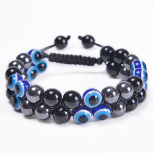 Fashion Men Bracelets Hematite Tiger Eye Double Layer Row Bracelets Pulsera Hombre Magnetic Health Protection Healing Bracelets