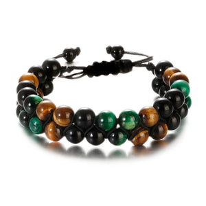 Fashion Men Bracelets Hematite Tiger Eye Double Layer Row Bracelets Pulsera Hombre Magnetic Health Protection Healing Bracelets