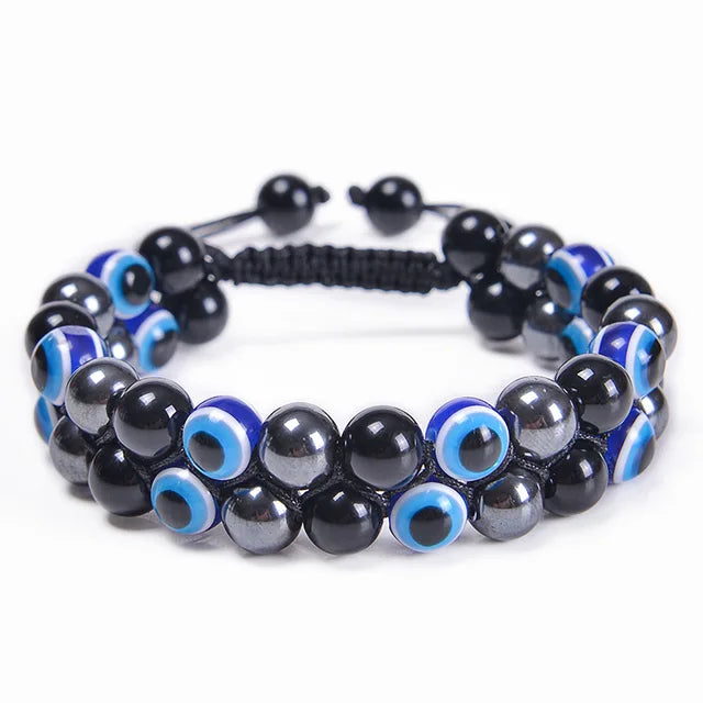 Fashion Men Bracelets Hematite Tiger Eye Double Layer Row Bracelets Pulsera Hombre Magnetic Health Protection Healing Bracelets