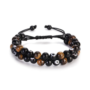 Fashion Men Bracelets Hematite Tiger Eye Double Layer Row Bracelets Pulsera Hombre Magnetic Health Protection Healing Bracelets