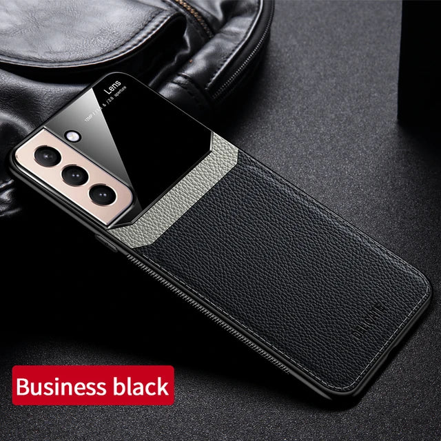 For Samsung S21 FE Ultra Plus Case Luxury Leather Soft Frame Protect Phone Case For Galaxy S21Ultra S21Fe S21Plus S21 Back Cover