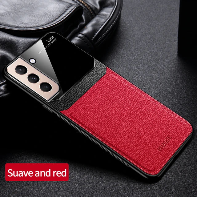 For Samsung S21 FE Ultra Plus Case Luxury Leather Soft Frame Protect Phone Case For Galaxy S21Ultra S21Fe S21Plus S21 Back Cover