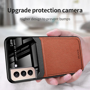 For Samsung S21 FE Ultra Plus Case Luxury Leather Soft Frame Protect Phone Case For Galaxy S21Ultra S21Fe S21Plus S21 Back Cover