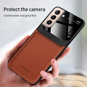 For Samsung S21 FE Ultra Plus Case Luxury Leather Soft Frame Protect Phone Case For Galaxy S21Ultra S21Fe S21Plus S21 Back Cover