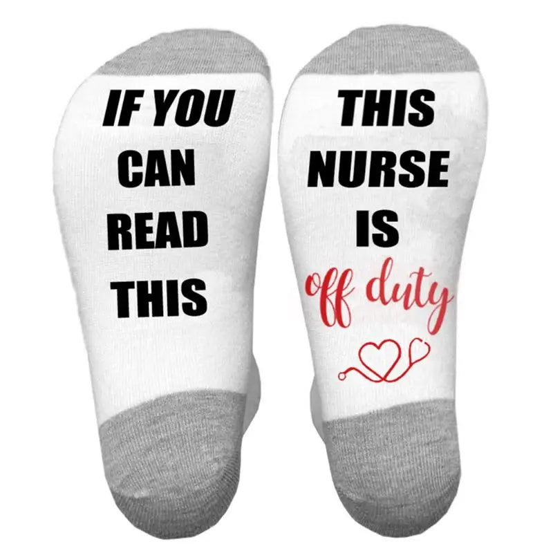 Funny Nurse Teacher Christmas Appreciation Gifts Crew Socks If You Can Read This Off Duty Humor Words Letters Hosiery