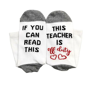 Funny Nurse Teacher Christmas Appreciation Gifts Crew Socks If You Can Read This Off Duty Humor Words Letters Hosiery