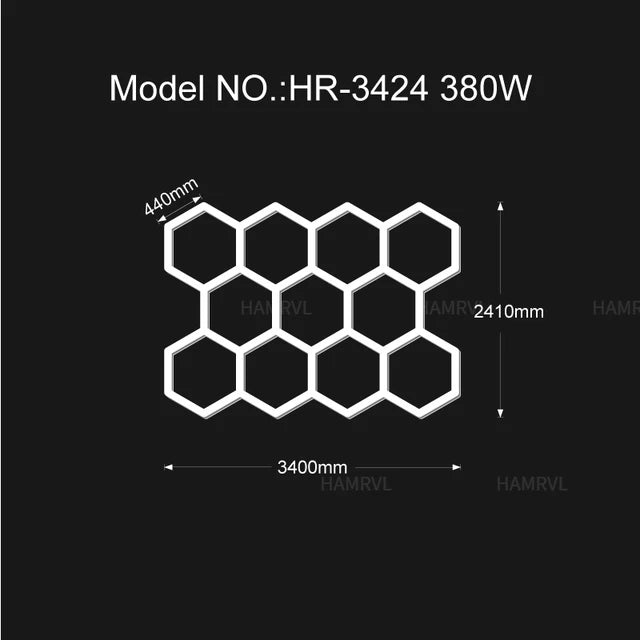 Garage Light Hexagon Lights lamp 110V-240V Led Tube Honeycomb Ceiling Lighting For Auto Car Body Repair Led Workshop With Border