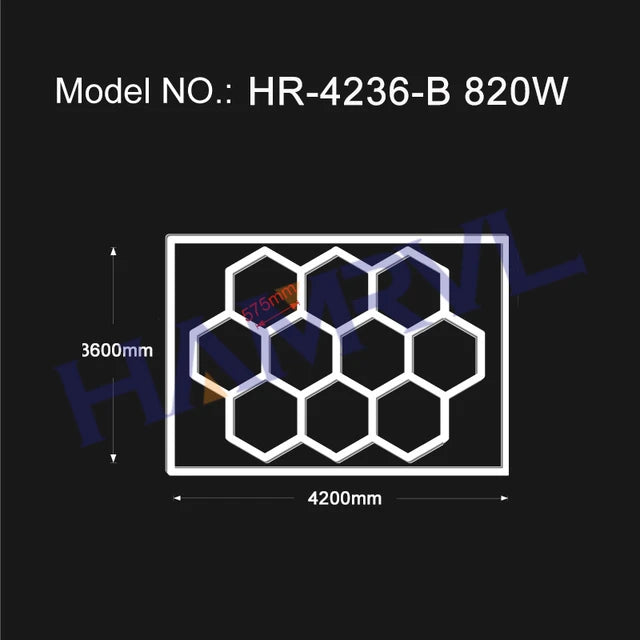 Garage Light Hexagon Lights lamp 110V-240V Led Tube Honeycomb Ceiling Lighting For Auto Car Body Repair Led Workshop With Border