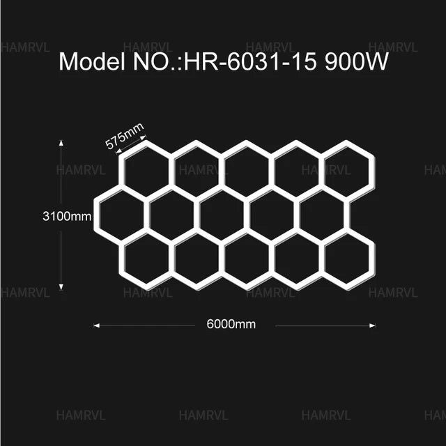 Garage Light Hexagon Lights lamp 110V-240V Led Tube Honeycomb Ceiling Lighting For Auto Car Body Repair Led Workshop With Border