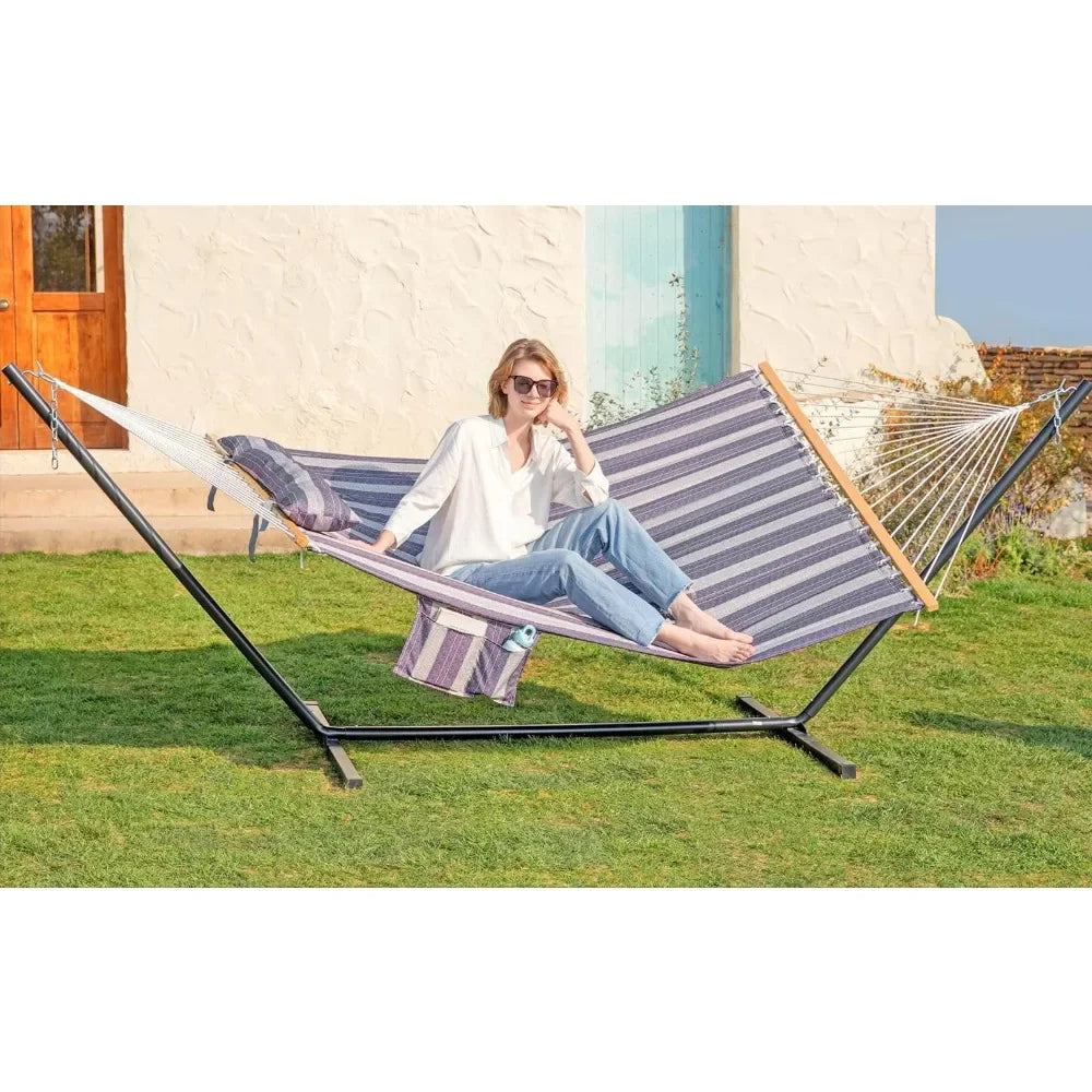 Hammock Suitable for 1-2 People Outdoor Furniture，12ft Heavy Duty Steel Stand, Easy To Hang Weatherproof Free Shipping, Hammock