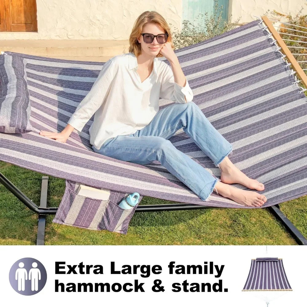 Hammock Suitable for 1-2 People Outdoor Furniture，12ft Heavy Duty Steel Stand, Easy To Hang Weatherproof Free Shipping, Hammock