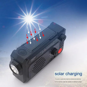 Hand-cranked Electric Flashlight Outdoor Emergency Radio Mobile Power Solar Multifunctional Radio