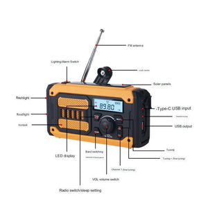 Hand-cranked Electric Flashlight Outdoor Emergency Radio Mobile Power Solar Multifunctional Radio