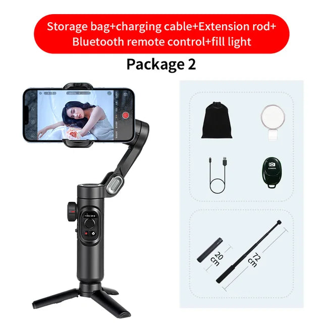 Handheld Gimbal  Intelligent AI Facial Tracking 3-Axis Cellphone Video Record PTZ Phone Stabilizer TikTok Travel Records Foldabl