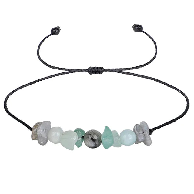 Healing Chakra Gravel Beaded Bracelet with Wish Card for Women Men Adjustable Braide String Spiritual Crystal Stone BraceletYoga