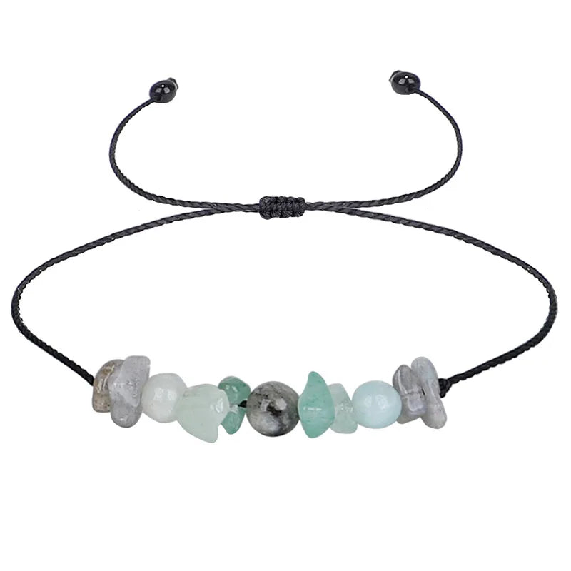 Healing Chakra Gravel Beaded Bracelet with Wish Card for Women Men Adjustable Braide String Spiritual Crystal Stone BraceletYoga