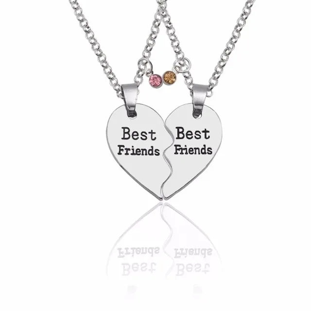 Heart Necklace Pendant Color Rhinestone Jewelry for Women 2023 2-piece Set Free Shipping Items Love Splicing Chain Fashion