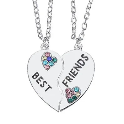 Heart Necklace Pendant Color Rhinestone Jewelry for Women 2023 2-piece Set Free Shipping Items Love Splicing Chain Fashion