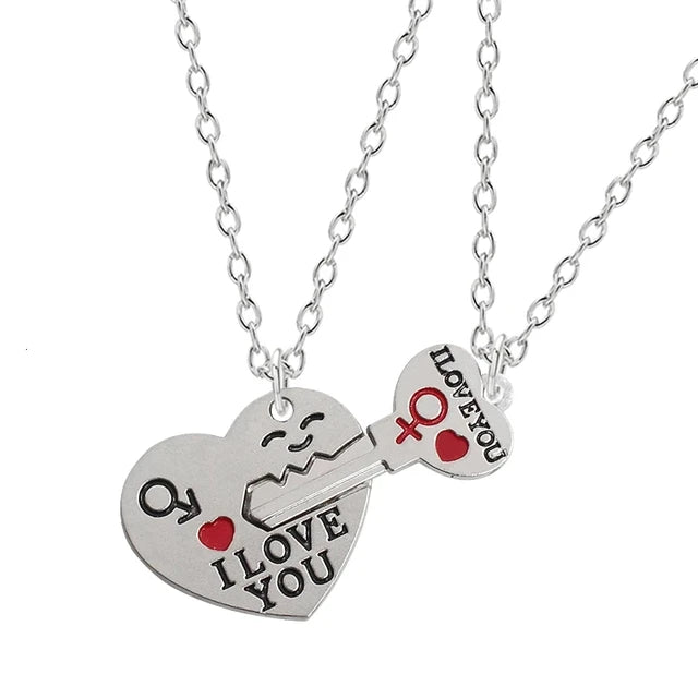 Heart Necklace Pendant Color Rhinestone Jewelry for Women 2023 2-piece Set Free Shipping Items Love Splicing Chain Fashion