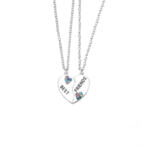 Heart Necklace Pendant Color Rhinestone Jewelry for Women 2023 2-piece Set Free Shipping Items Love Splicing Chain Fashion