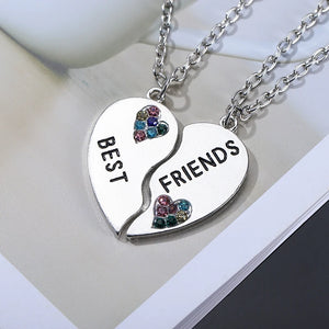 Heart Necklace Pendant Color Rhinestone Jewelry for Women 2023 2-piece Set Free Shipping Items Love Splicing Chain Fashion