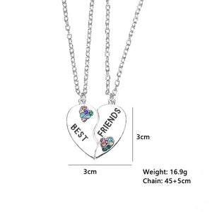 Heart Necklace Pendant Color Rhinestone Jewelry for Women 2023 2-piece Set Free Shipping Items Love Splicing Chain Fashion