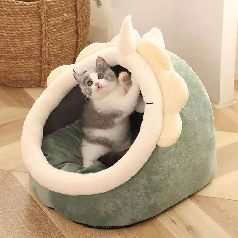 House For Cat Pet Supplies Accessories Cat House Nest Products Washable Winter Warm Cat Cave Bed Castle For Small Animals Houses