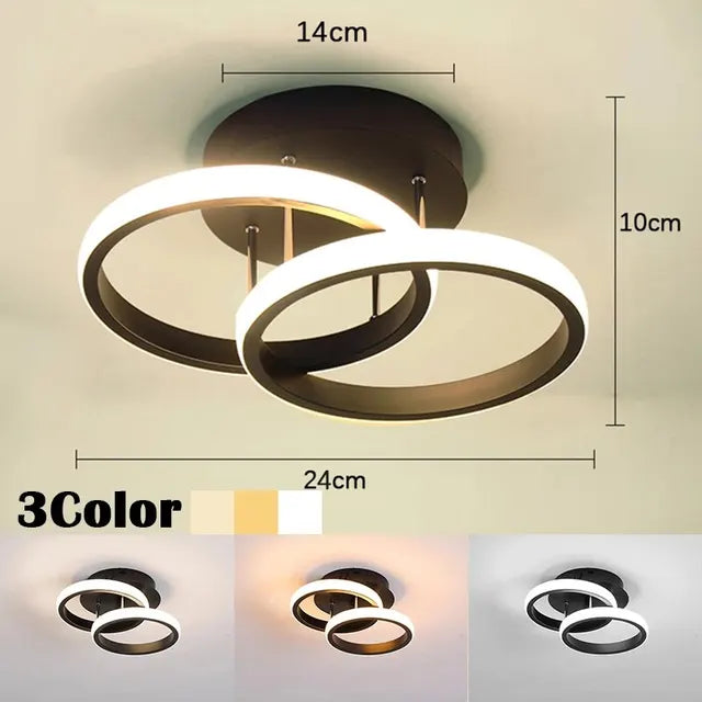 Household LED Chandelier Three Colors Lamp Modern Style Ceiling Lamp Bedroom Light Surface Installation AC 220V Dining Room Lamp
