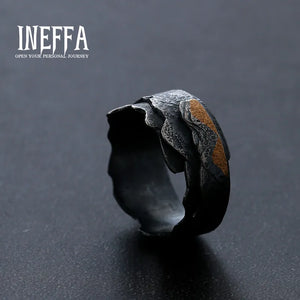 INEFFA Original Personality New Trend Irregular Rings for Men and Women Vintage Jewelry Handmade Thai Silver Copper Open Ring