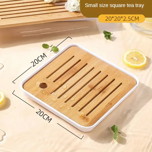 KAWASIMAYA Japanese Style Tea Tray Home Kung Fu Tea Set Tray Small Tea Sea Tea Table for One Person to Put Tea Cups Draining Tra