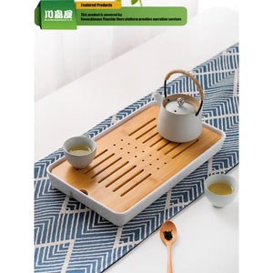 KAWASIMAYA Japanese Style Tea Tray Home Kung Fu Tea Set Tray Small Tea Sea Tea Table for One Person to Put Tea Cups Draining Tra