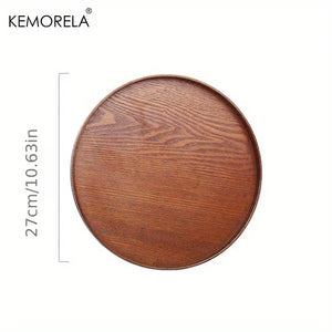 Kemorela 4 sizes Round Acacia Wood Serving Tray Decorative Tray Farmhouse Candle Holder Tray for Kitchen Counter Home Decoration
