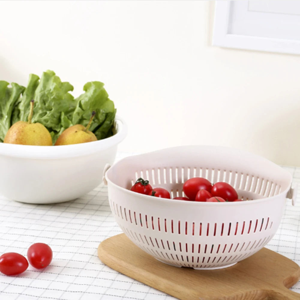 Kitchen Drain Basket Bowl Taomi Kitchen Strainer Noodles Washing Vegetables Fruits Double Drain Basket Home