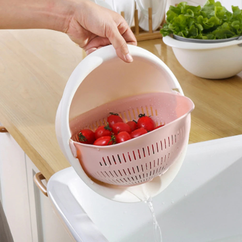 Kitchen Drain Basket Bowl Taomi Kitchen Strainer Noodles Washing Vegetables Fruits Double Drain Basket Home