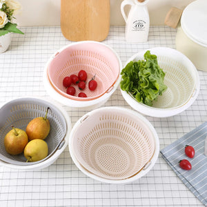 Kitchen Drain Basket Bowl Taomi Kitchen Strainer Noodles Washing Vegetables Fruits Double Drain Basket Home