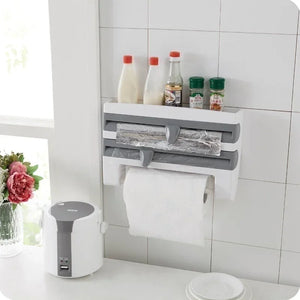 Kitchen Organizer Paper Towel Holder Cling Film Cutting Holders Sauce Bottle Tin Foil PaperKitchens Wall Hanging Storage Rack