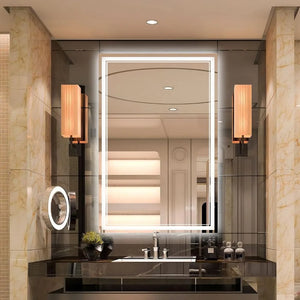 LED Bathroom Mirror 3000K-6000K Smart Wall Mounted Bathroom Vanity Mirror With Backlight + Front 3 Color Light Makeup Mirrors