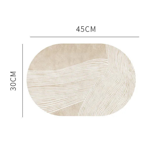 Leather Table Mat Light Luxury Oval Nordic Abstract Printed Placemat Waterproof Oilproof Heatinsulated Plate Bowl Pad Home Deco