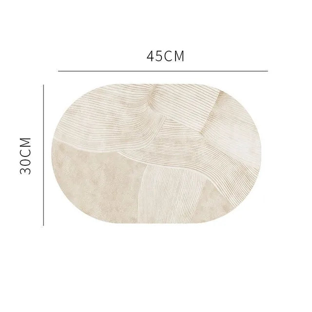 Leather Table Mat Light Luxury Oval Nordic Abstract Printed Placemat Waterproof Oilproof Heatinsulated Plate Bowl Pad Home Deco