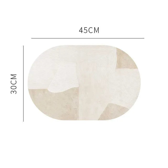 Leather Table Mat Light Luxury Oval Nordic Abstract Printed Placemat Waterproof Oilproof Heatinsulated Plate Bowl Pad Home Deco