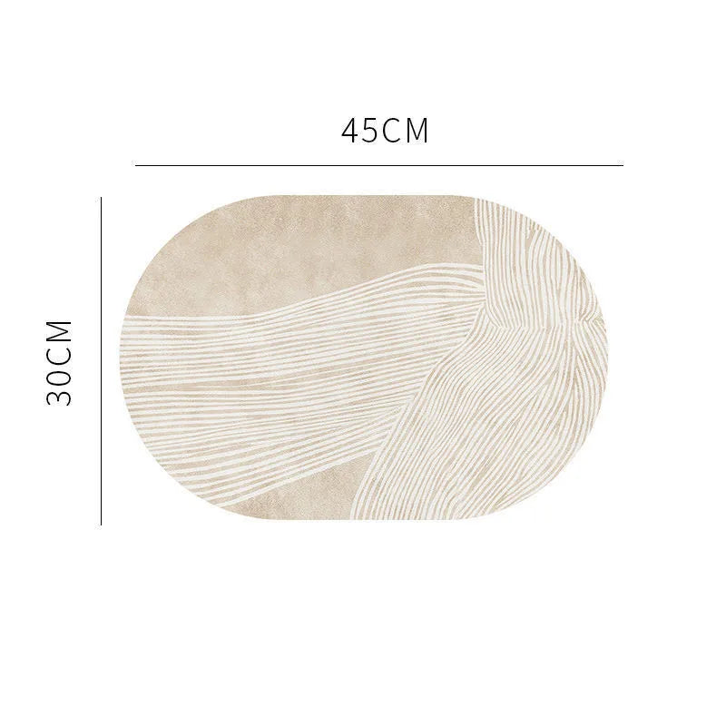 Leather Table Mat Light Luxury Oval Nordic Abstract Printed Placemat Waterproof Oilproof Heatinsulated Plate Bowl Pad Home Deco