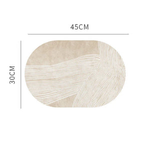 Leather Table Mat Light Luxury Oval Nordic Abstract Printed Placemat Waterproof Oilproof Heatinsulated Plate Bowl Pad Home Deco