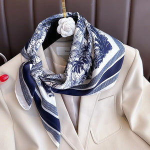 Luxury Floral Print Silk Square Scarf Women Soft Satin Kerchief Hairband Neckerchief Head Hijab Lady Headband Foulard Bag Ribbon