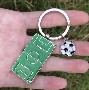 Man New Basketball Field Key Chain Women Metal Football Field Keychain Team Soccers Fans Sports Souvenir Car Key Holder Gifts